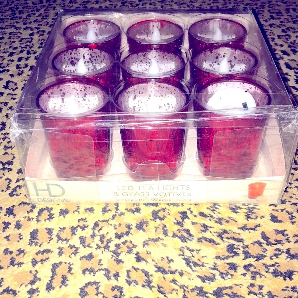 Red Glass Votives & Tea Light Set